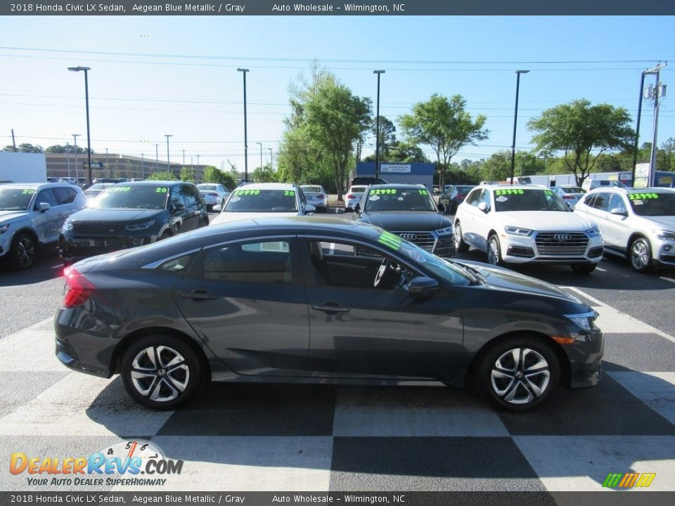 2018 Honda Civic LX Sedan Aegean Blue Metallic / Gray Photo #3