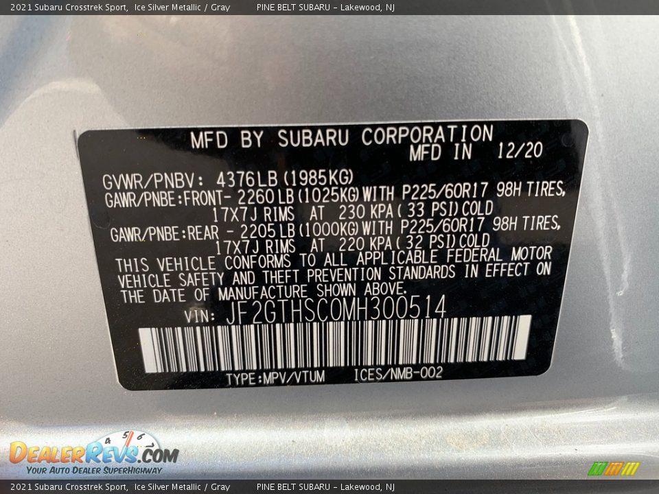 2021 Subaru Crosstrek Sport Ice Silver Metallic / Gray Photo #14
