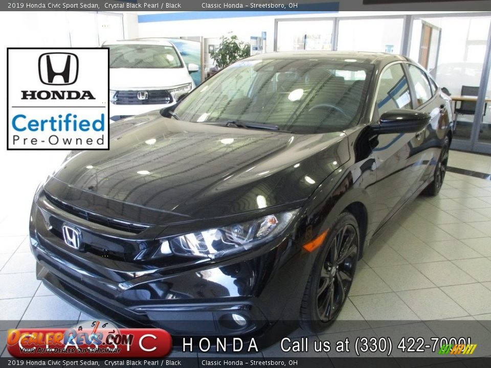 2019 Honda Civic Sport Sedan Crystal Black Pearl / Black Photo #1