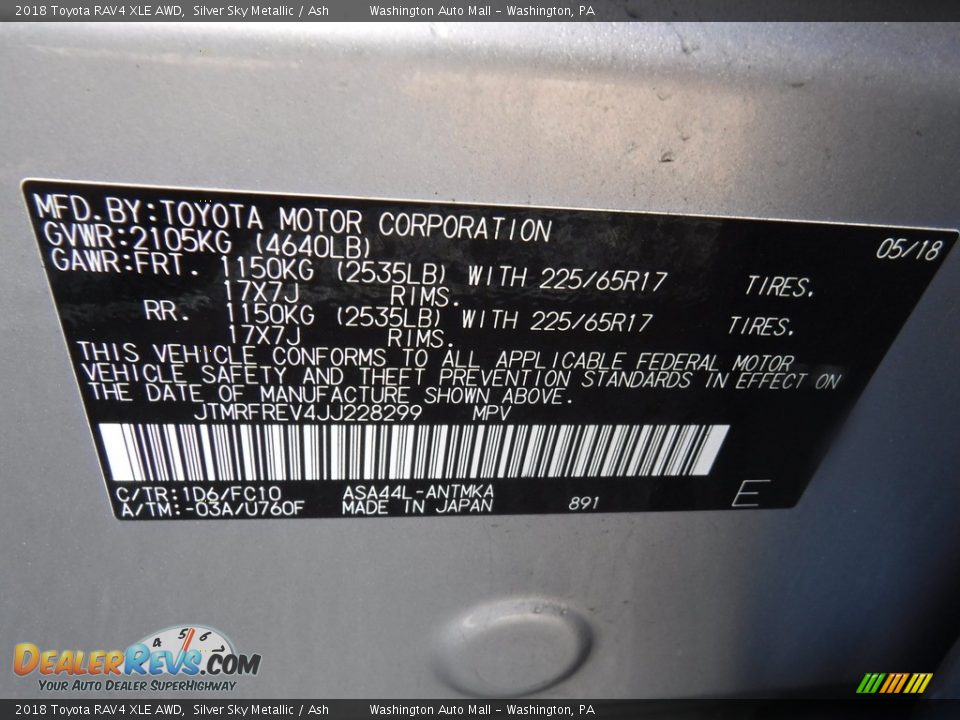 2018 Toyota RAV4 XLE AWD Silver Sky Metallic / Ash Photo #29