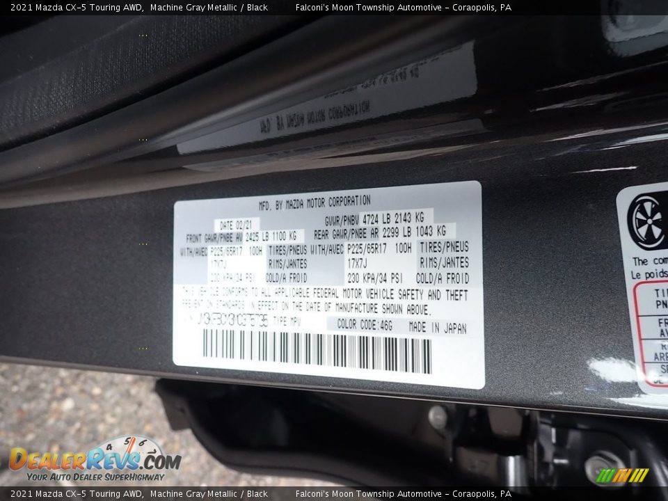 2021 Mazda CX-5 Touring AWD Machine Gray Metallic / Black Photo #12