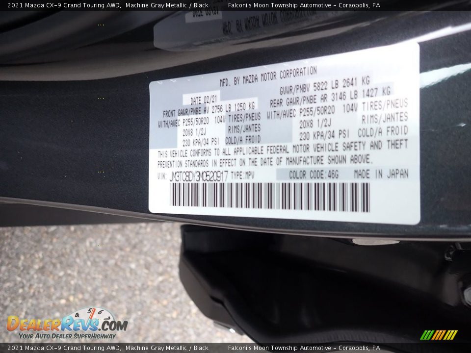 2021 Mazda CX-9 Grand Touring AWD Machine Gray Metallic / Black Photo #12
