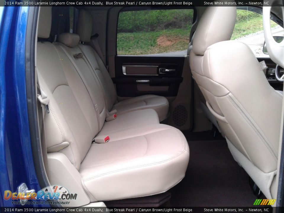 2014 Ram 3500 Laramie Longhorn Crew Cab 4x4 Dually Blue Streak Pearl / Canyon Brown/Light Frost Beige Photo #20