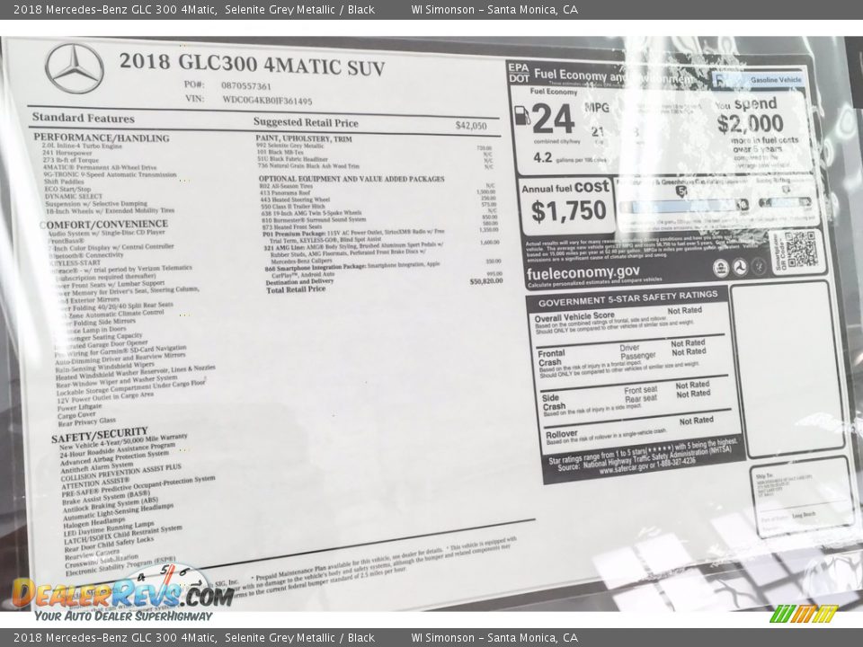 2018 Mercedes-Benz GLC 300 4Matic Selenite Grey Metallic / Black Photo #10