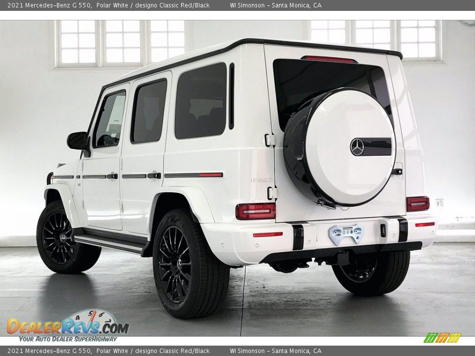 2021 Mercedes-Benz G 550 Polar White / designo Classic Red/Black Photo #2