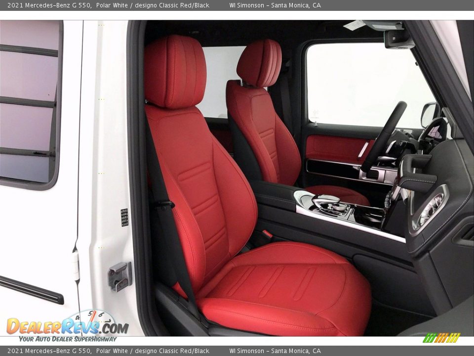 2021 Mercedes-Benz G 550 Polar White / designo Classic Red/Black Photo #5