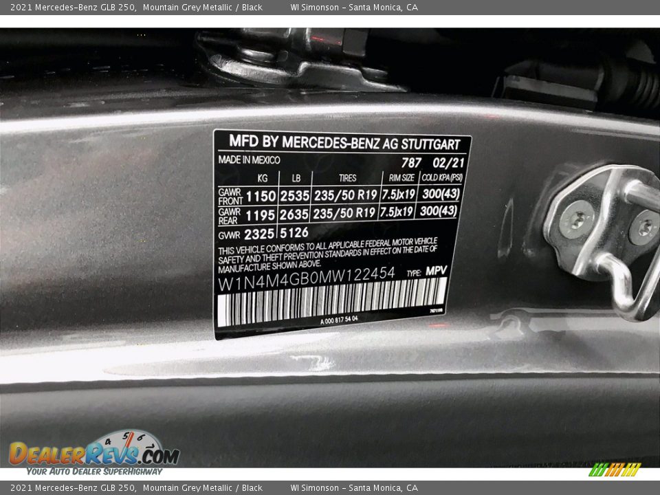2021 Mercedes-Benz GLB 250 Mountain Grey Metallic / Black Photo #11