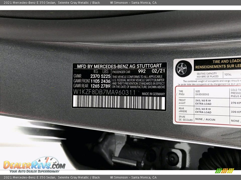 2021 Mercedes-Benz E 350 Sedan Selenite Gray Metallic / Black Photo #11