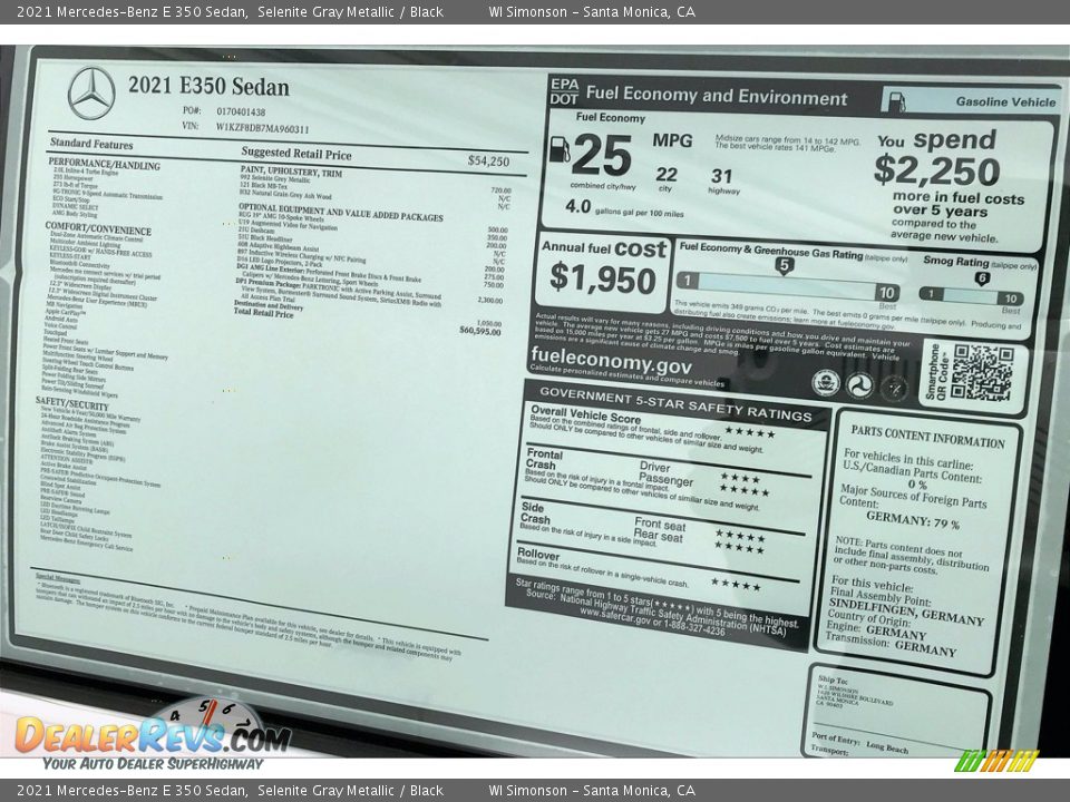 2021 Mercedes-Benz E 350 Sedan Selenite Gray Metallic / Black Photo #13