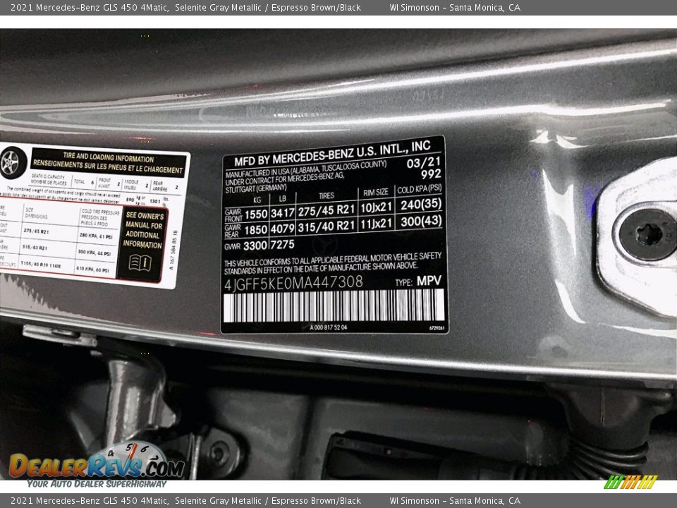 2021 Mercedes-Benz GLS 450 4Matic Selenite Gray Metallic / Espresso Brown/Black Photo #11
