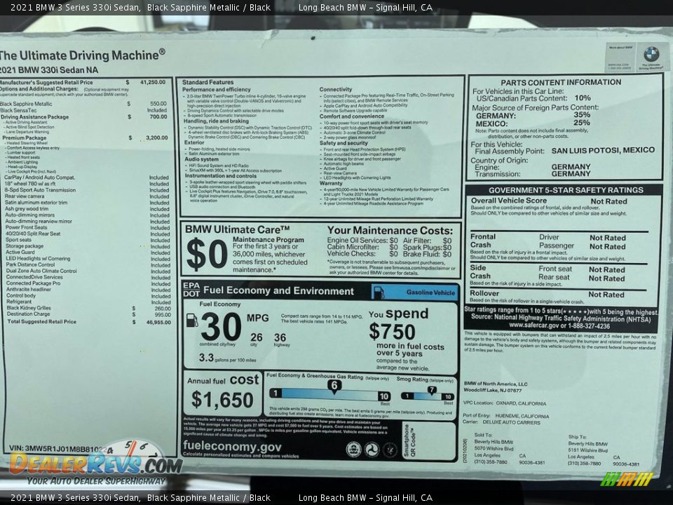 2021 BMW 3 Series 330i Sedan Black Sapphire Metallic / Black Photo #25