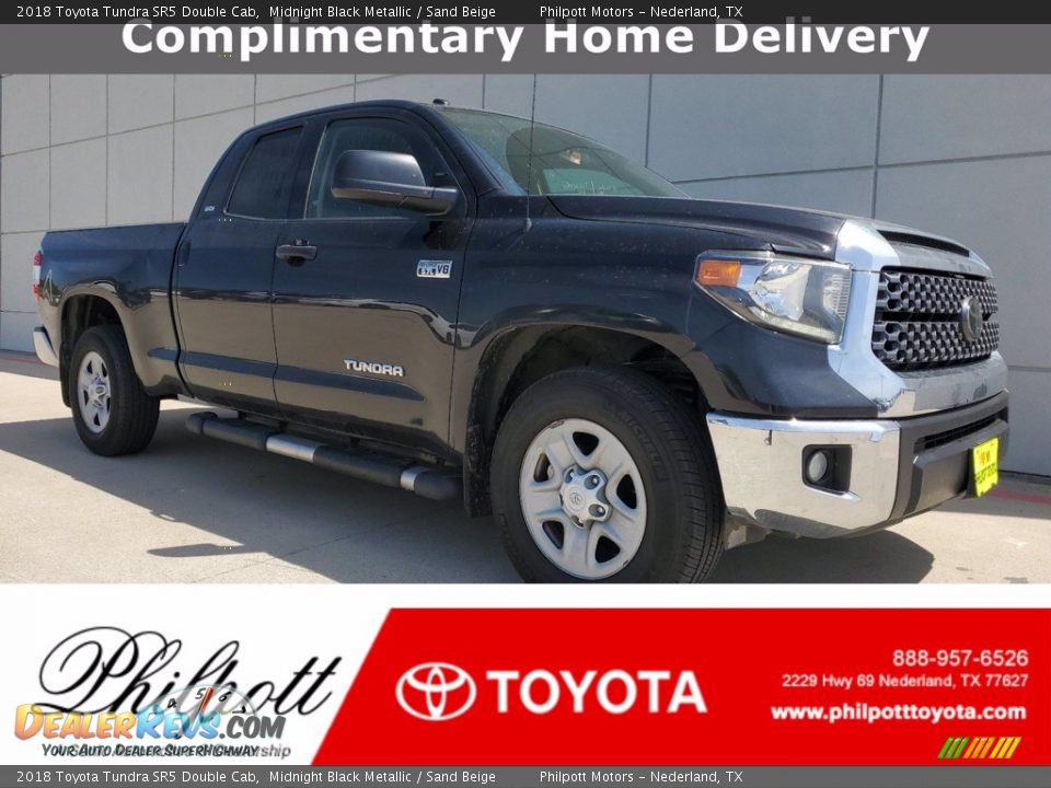 2018 Toyota Tundra SR5 Double Cab Midnight Black Metallic / Sand Beige Photo #1