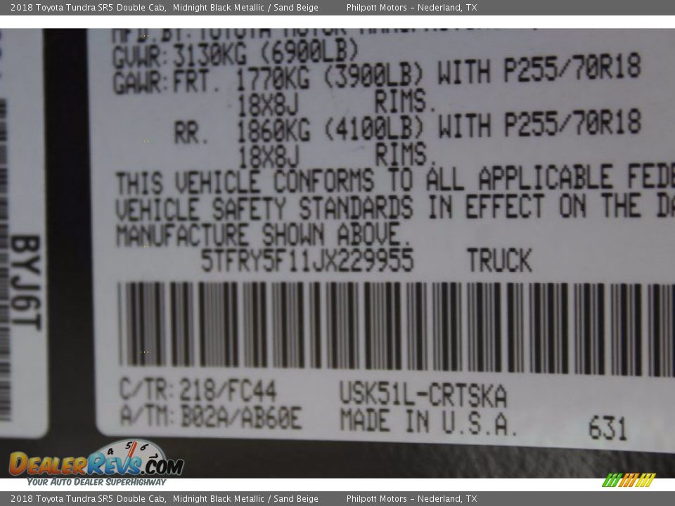 2018 Toyota Tundra SR5 Double Cab Midnight Black Metallic / Sand Beige Photo #29