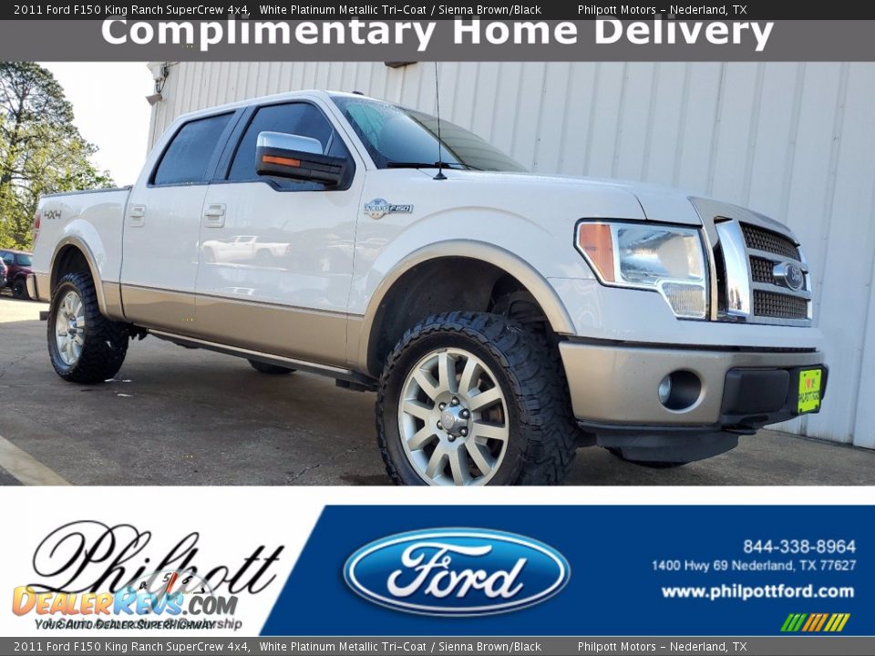 2011 Ford F150 King Ranch SuperCrew 4x4 White Platinum Metallic Tri-Coat / Sienna Brown/Black Photo #1