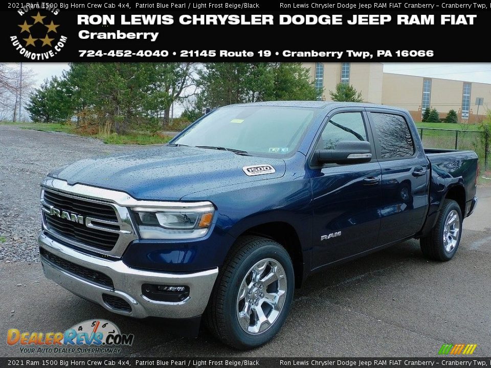 2021 Ram 1500 Big Horn Crew Cab 4x4 Patriot Blue Pearl / Light Frost Beige/Black Photo #1