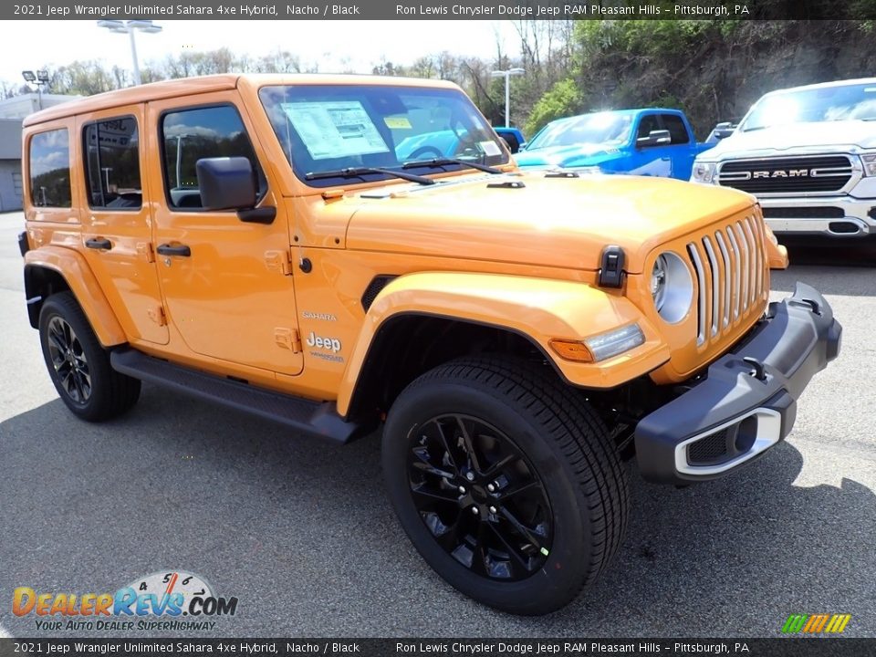 Front 3/4 View of 2021 Jeep Wrangler Unlimited Sahara 4xe Hybrid Photo #8