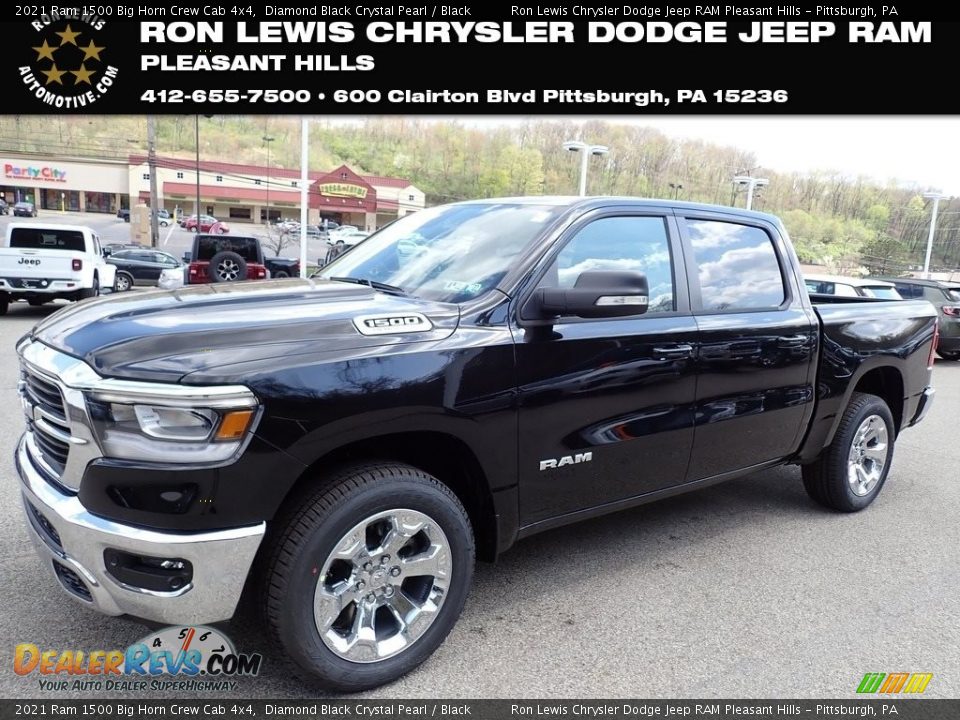 2021 Ram 1500 Big Horn Crew Cab 4x4 Diamond Black Crystal Pearl / Black Photo #1