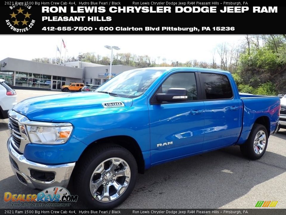 2021 Ram 1500 Big Horn Crew Cab 4x4 Hydro Blue Pearl / Black Photo #1