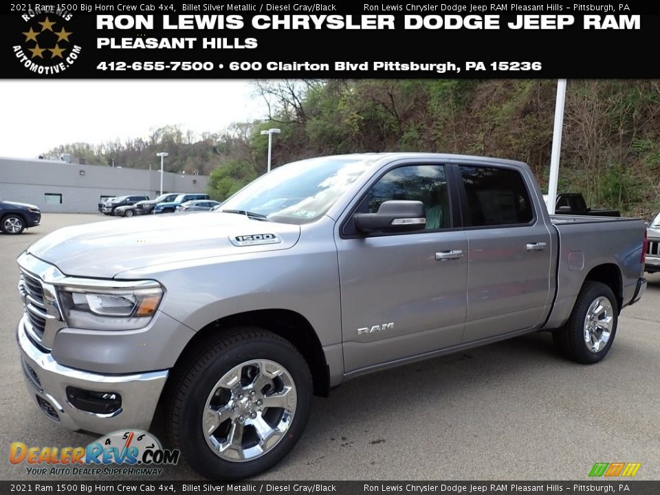 2021 Ram 1500 Big Horn Crew Cab 4x4 Billet Silver Metallic / Diesel Gray/Black Photo #1