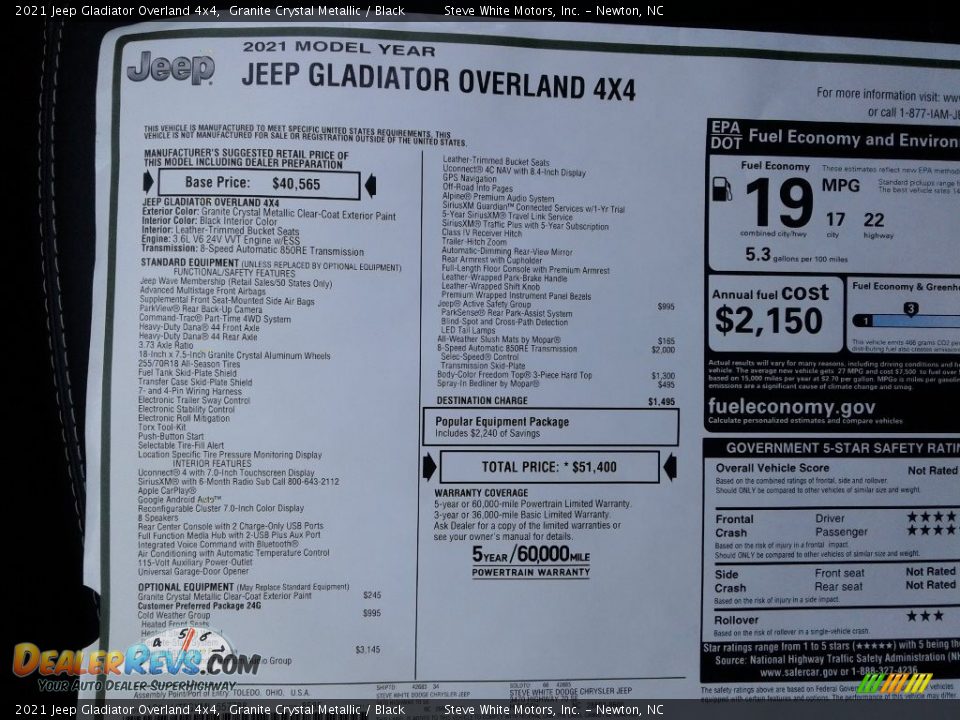 2021 Jeep Gladiator Overland 4x4 Granite Crystal Metallic / Black Photo #30