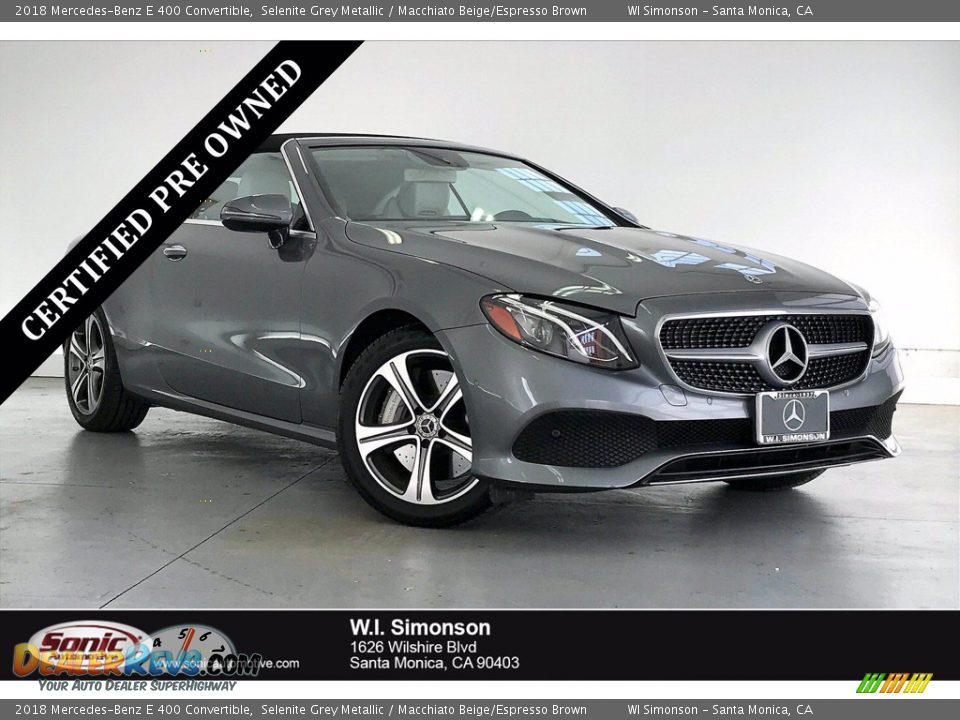 2018 Mercedes-Benz E 400 Convertible Selenite Grey Metallic / Macchiato Beige/Espresso Brown Photo #1