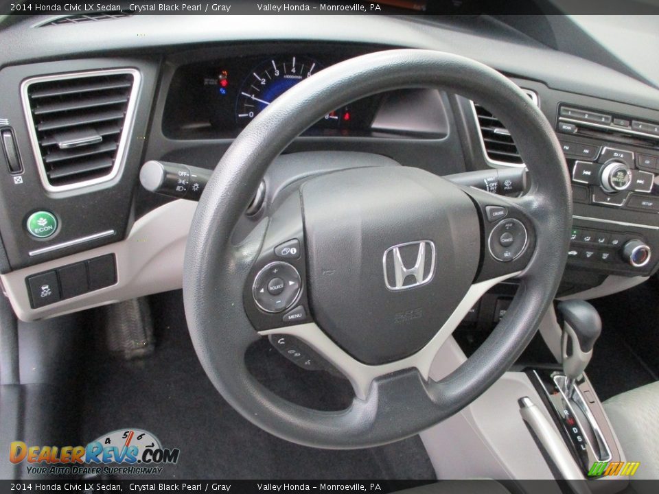 2014 Honda Civic LX Sedan Crystal Black Pearl / Gray Photo #13