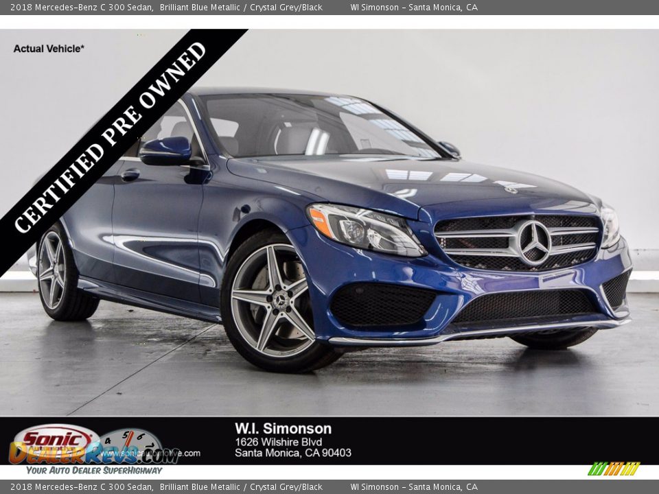 2018 Mercedes-Benz C 300 Sedan Brilliant Blue Metallic / Crystal Grey/Black Photo #1