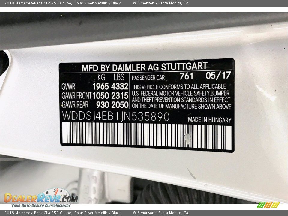 2018 Mercedes-Benz CLA 250 Coupe Polar Silver Metallic / Black Photo #33
