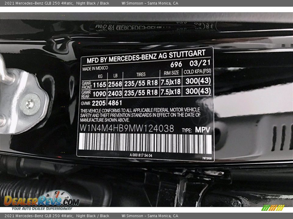 2021 Mercedes-Benz GLB 250 4Matic Night Black / Black Photo #11