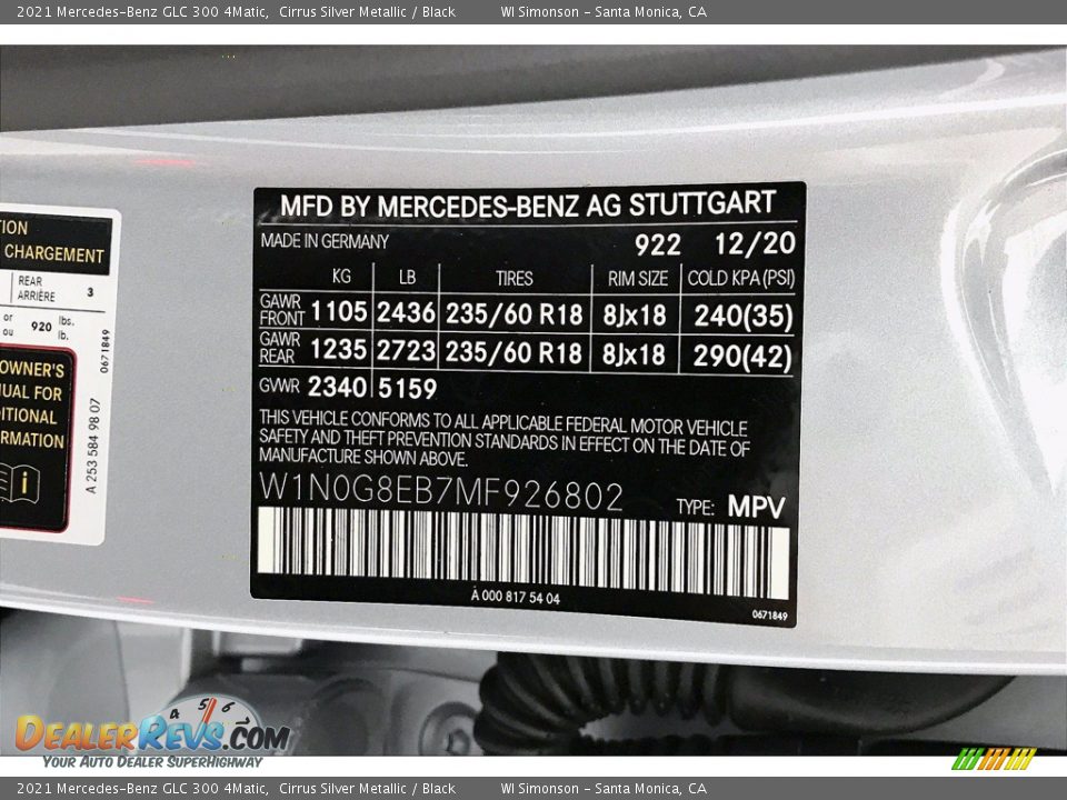 2021 Mercedes-Benz GLC 300 4Matic Cirrus Silver Metallic / Black Photo #11