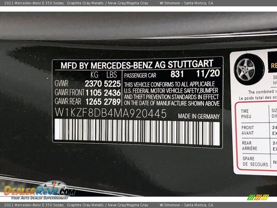 2021 Mercedes-Benz E 350 Sedan Graphite Gray Metallic / Neva Gray/Magma Gray Photo #11