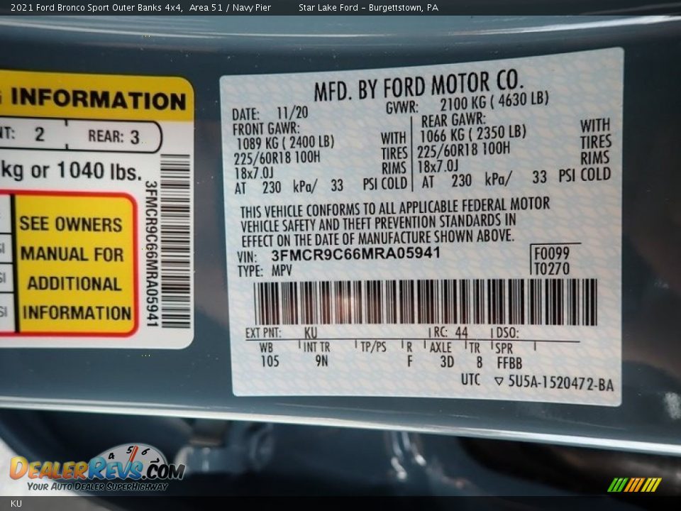Ford Color Code KU Area 51