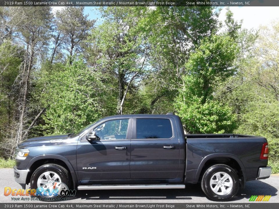 2019 Ram 1500 Laramie Crew Cab 4x4 Maximum Steel Metallic / Mountain Brown/Light Frost Beige Photo #1