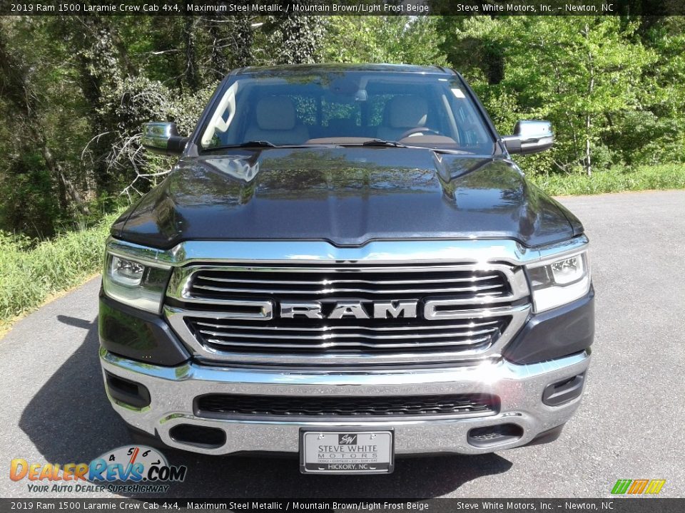 2019 Ram 1500 Laramie Crew Cab 4x4 Maximum Steel Metallic / Mountain Brown/Light Frost Beige Photo #4