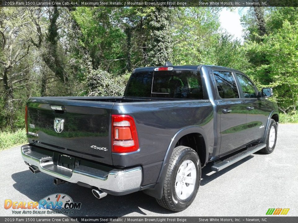 2019 Ram 1500 Laramie Crew Cab 4x4 Maximum Steel Metallic / Mountain Brown/Light Frost Beige Photo #7