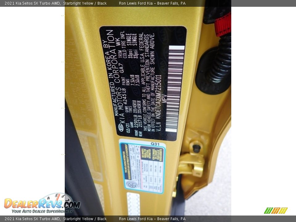 2021 Kia Seltos SX Turbo AWD Starbright Yellow / Black Photo #15