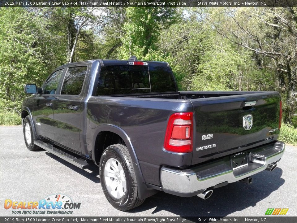 2019 Ram 1500 Laramie Crew Cab 4x4 Maximum Steel Metallic / Mountain Brown/Light Frost Beige Photo #10