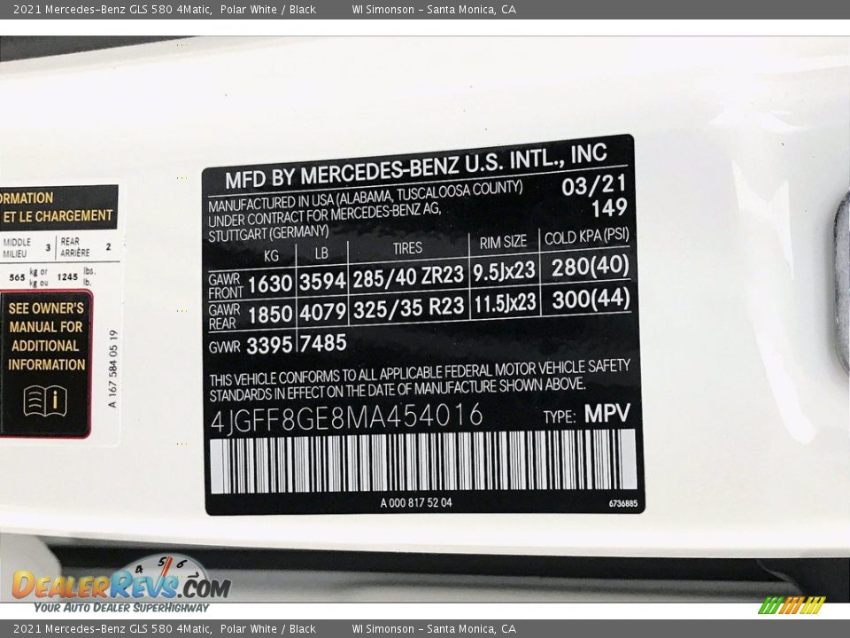 2021 Mercedes-Benz GLS 580 4Matic Polar White / Black Photo #10