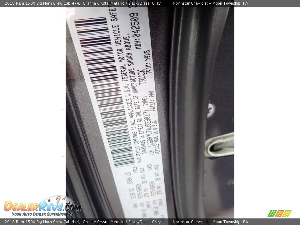 2018 Ram 1500 Big Horn Crew Cab 4x4 Granite Crystal Metallic / Black/Diesel Gray Photo #28