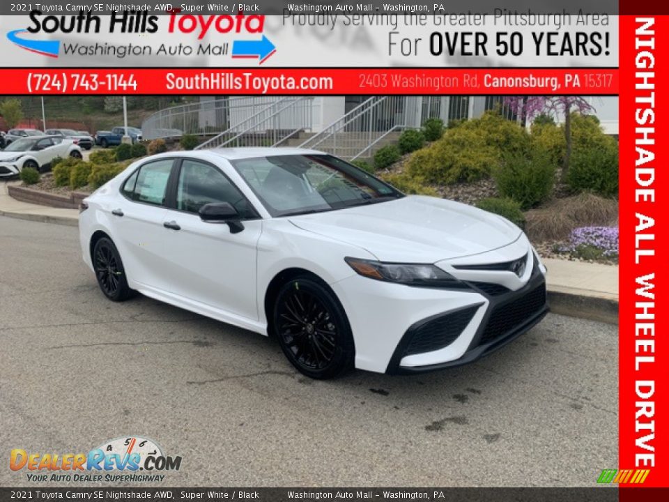 2021 Toyota Camry SE Nightshade AWD Super White / Black Photo #1