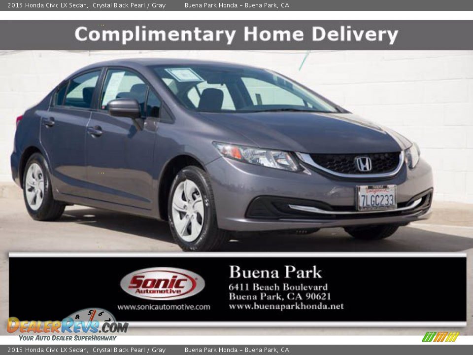 2015 Honda Civic LX Sedan Crystal Black Pearl / Gray Photo #1
