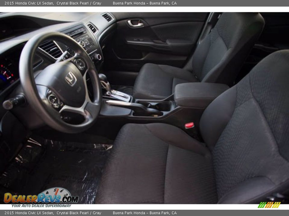 2015 Honda Civic LX Sedan Crystal Black Pearl / Gray Photo #3