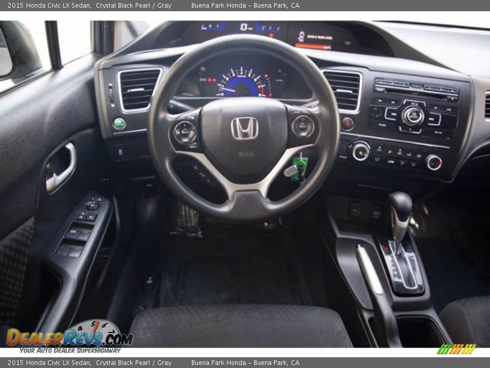 2015 Honda Civic LX Sedan Crystal Black Pearl / Gray Photo #5