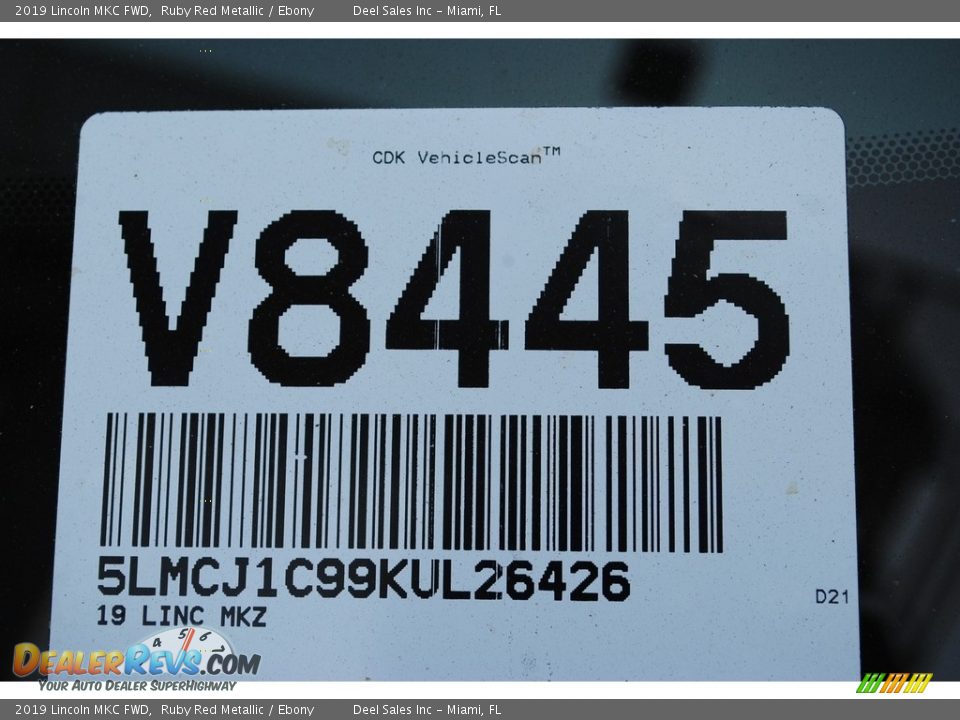 2019 Lincoln MKC FWD Ruby Red Metallic / Ebony Photo #20