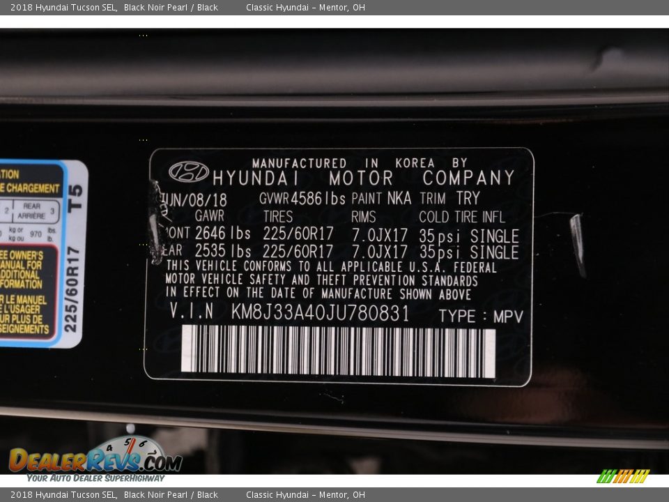 2018 Hyundai Tucson SEL Black Noir Pearl / Black Photo #18
