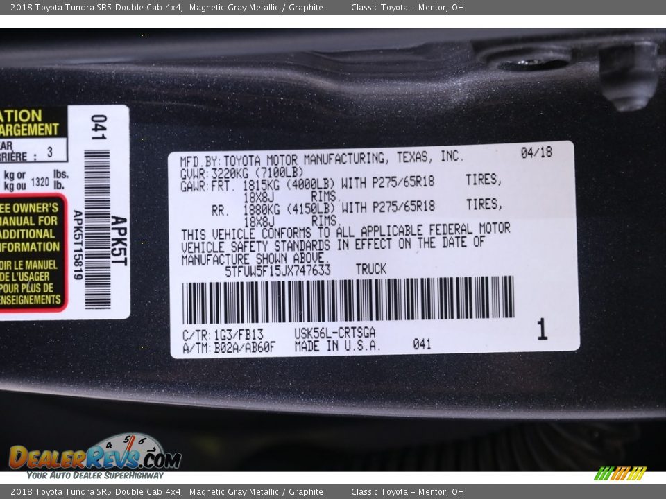 2018 Toyota Tundra SR5 Double Cab 4x4 Magnetic Gray Metallic / Graphite Photo #18