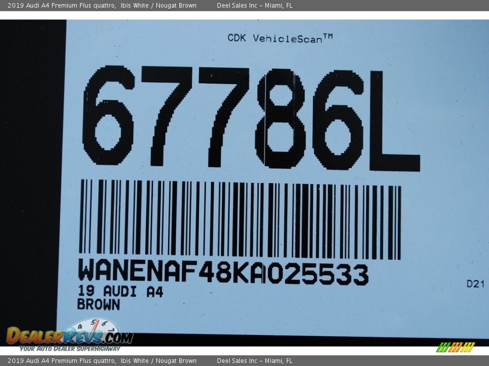 2019 Audi A4 Premium Plus quattro Ibis White / Nougat Brown Photo #20