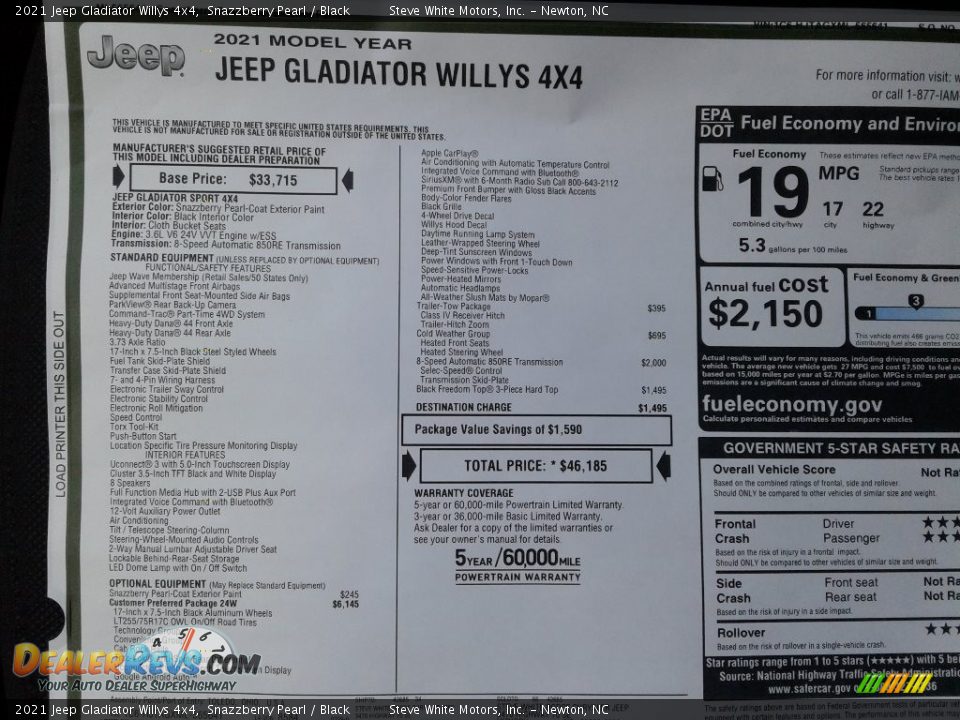2021 Jeep Gladiator Willys 4x4 Snazzberry Pearl / Black Photo #28