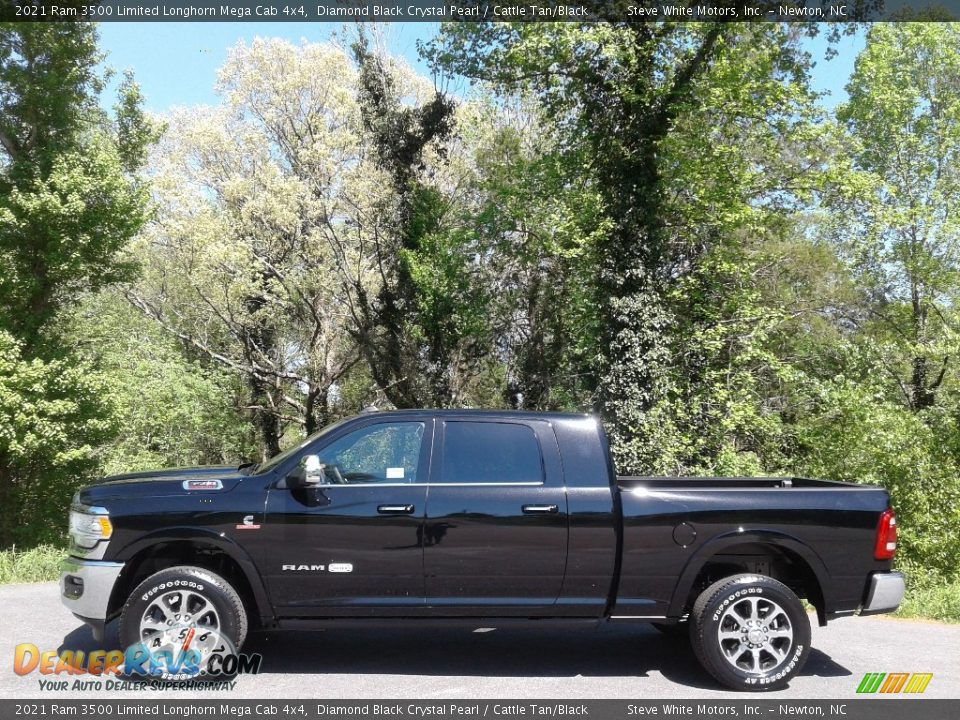 Diamond Black Crystal Pearl 2021 Ram 3500 Limited Longhorn Mega Cab 4x4 Photo #1