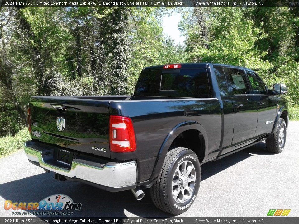 2021 Ram 3500 Limited Longhorn Mega Cab 4x4 Diamond Black Crystal Pearl / Cattle Tan/Black Photo #7